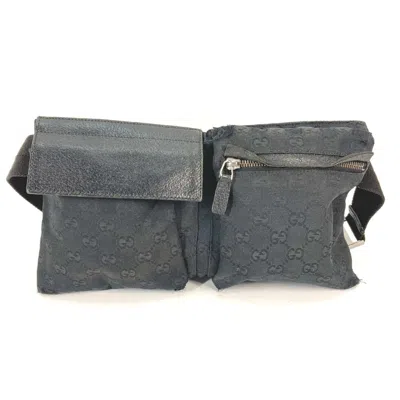 Pre-owned Gucci Black Gg Canvas Leather Fanny Pack Sling Bag ()