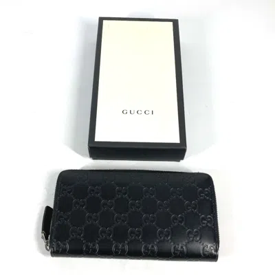 Pre-owned Gucci Black Leather Long Wallet (bi-fold) ()
