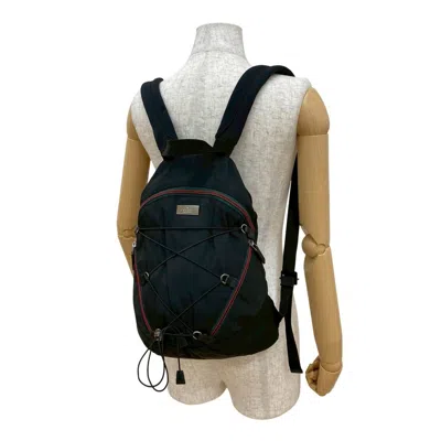 Pre-owned Gucci Black Green Red Color Nylon Leather Backpack () In Multi