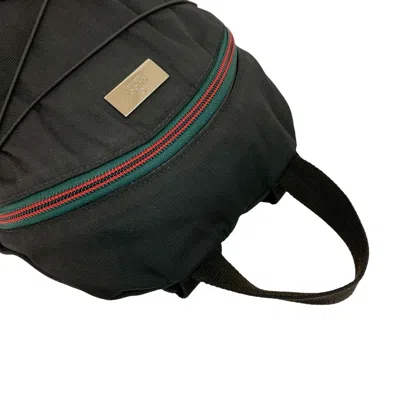 Pre-owned Gucci Black Green Red Color Nylon Leather Backpack () In Multi