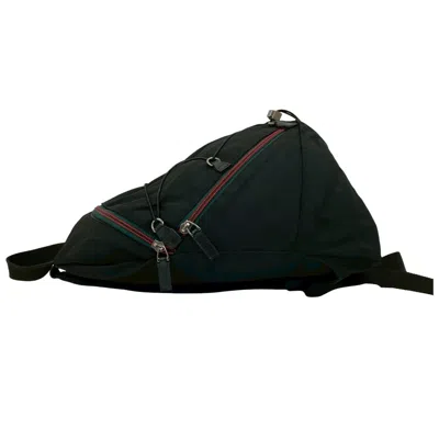Pre-owned Gucci Black Green Red Color Nylon Leather Backpack () In Multi