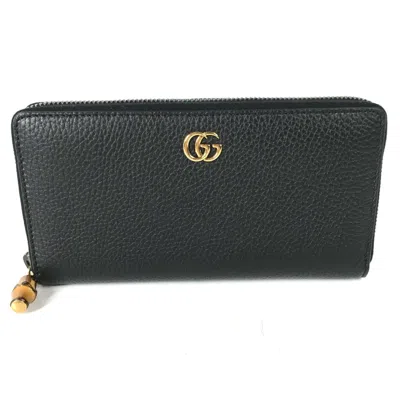 Pre-owned Gucci Navy Leather Long Wallet (bi-fold) () In Blue