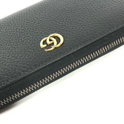 Pre-owned Gucci Navy Leather Long Wallet (bi-fold) () In Blue
