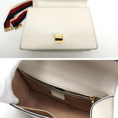 Pre-owned Gucci Sherry Line Navy Red Color White Bow Shoulder Bag ()