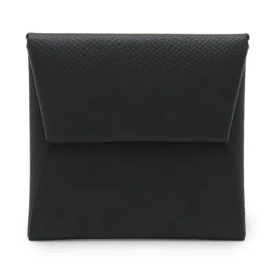 Pre-owned Hermes Black Gray Epsom Leather Coin Purse/coin Case () In Multi