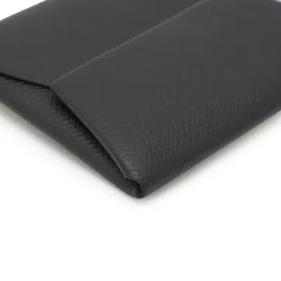 Pre-owned Hermes Black Gray Epsom Leather Coin Purse/coin Case () In Multi