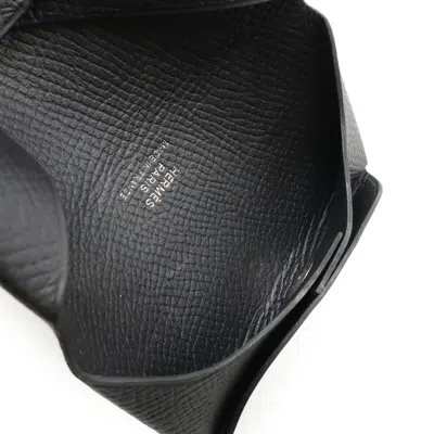 Pre-owned Hermes Black Gray Epsom Leather Coin Purse/coin Case () In Multi