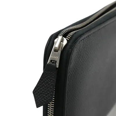 Pre-owned Hermes Black Epsom Leather Long Wallet (bi-fold) ()