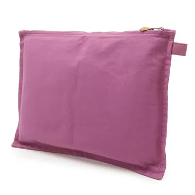 Pre-owned Hermes Purple Cotton Canvas Clutch Bag Pouch ()