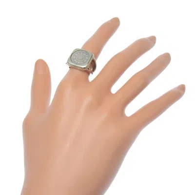 Pre-owned Hermes Sellier Silver Band Ring ()