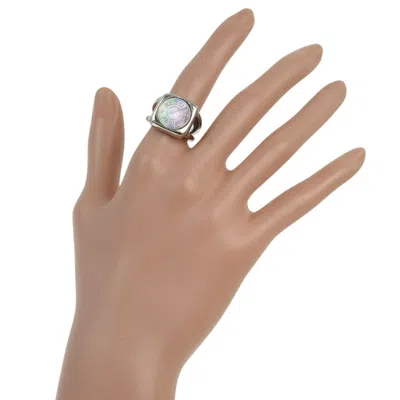 Pre-owned Hermes Sellier Silver Band Ring ()