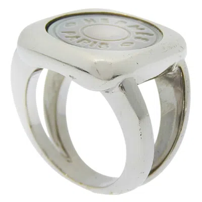 Pre-owned Hermes Sellier Silver Band Ring ()