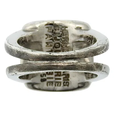Pre-owned Hermes Sellier Silver Band Ring ()