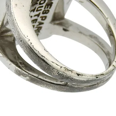 Pre-owned Hermes Sellier Silver Band Ring ()