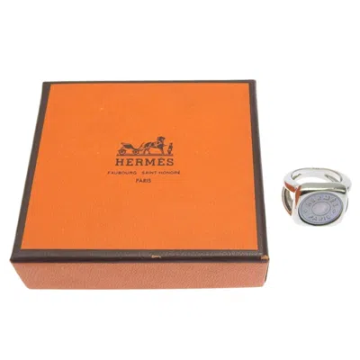 Pre-owned Hermes Sellier Silver Band Ring ()