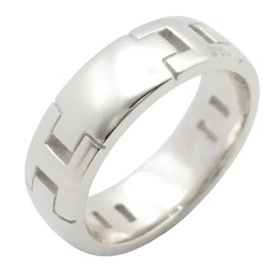 Pre-owned Hermes Silver White Gold (18k) Band Ring ()