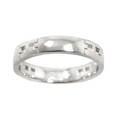 Pre-owned Hermes Silver White Gold (18k) Band Ring ()
