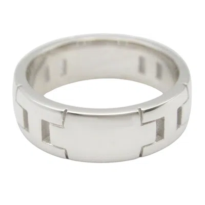 Pre-owned Hermes Silver White Gold (18k) Band Ring ()