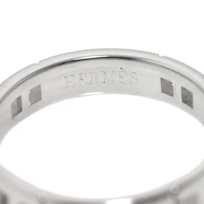Pre-owned Hermes Silver White Gold (18k) Band Ring ()