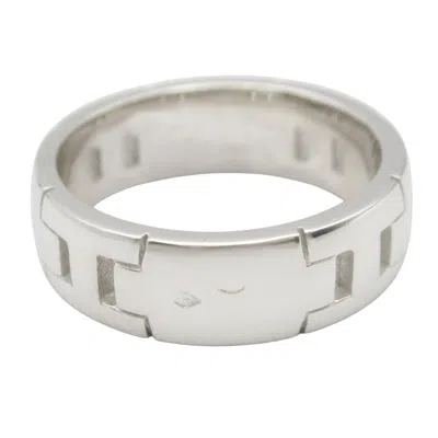 Pre-owned Hermes Silver White Gold (18k) Band Ring ()