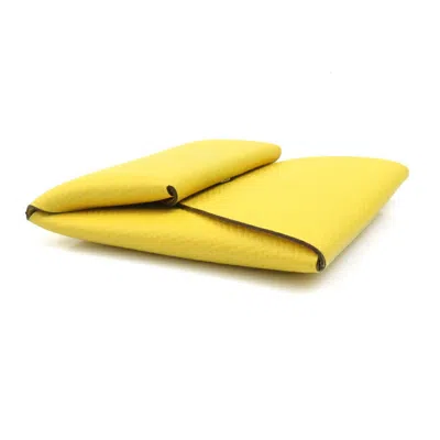 Pre-owned Hermes Yellow Leather Coin Purse/coin Case ()