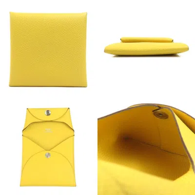 Pre-owned Hermes Yellow Leather Coin Purse/coin Case ()