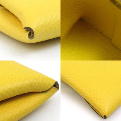 Pre-owned Hermes Yellow Leather Coin Purse/coin Case ()