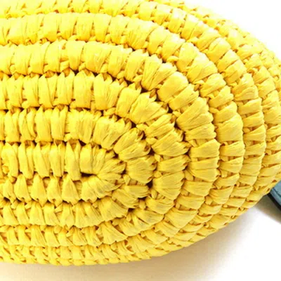 Pre-owned Kate Spade Brown Yellow Paper Straw Leather Handbag Shoulder Bag ()
