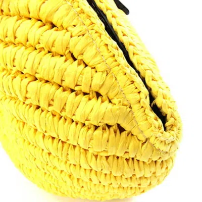 Pre-owned Kate Spade Brown Yellow Paper Straw Leather Handbag Shoulder Bag ()