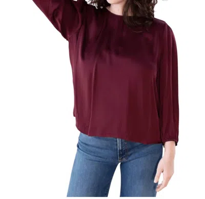 Velvet By Graham & Spencer Esme Long Sleeve Satin Top In Magenta In Brown