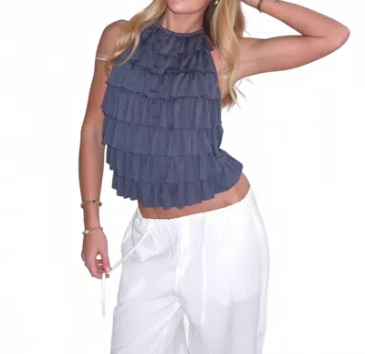 Loucia Cascade Halter Top In Slate In Blue
