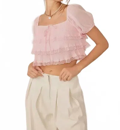 Idem Ditto Lindsay Square Neck Top In Soft Pink In Pink