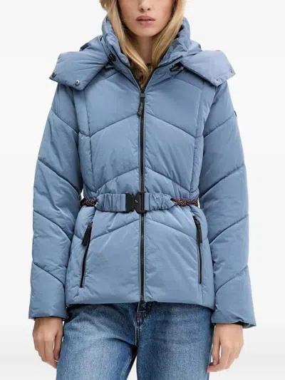 Desigual Logo-patch Padded Jacket In Blue