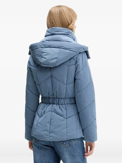 Desigual Logo-patch Padded Jacket In Blue