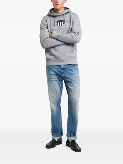 Gant Mens Regular Fit Archive Shield Pullover Hoodie In Gray