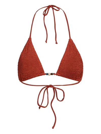 Bondeye Beaded Ingrid Bikini Top In Brown