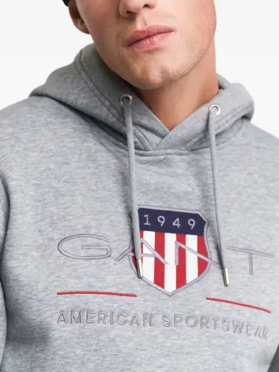 Gant Mens Regular Fit Archive Shield Pullover Hoodie In Gray
