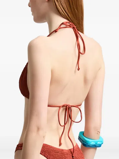 Bondeye Beaded Ingrid Bikini Top In Brown