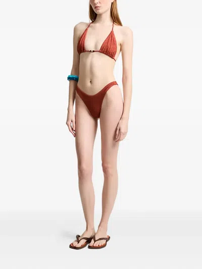 Bondeye Beaded Ingrid Bikini Top In Brown