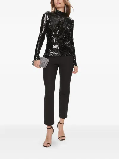 Bruuns Bazaar Sequin-embellished Mock-neck Top In Black