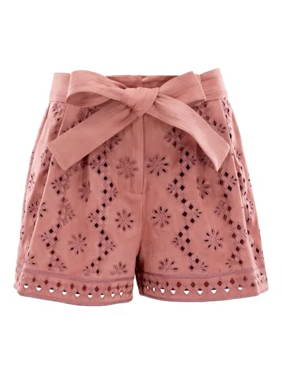 Christy Lynn Bennet Eyelet Tie Shorts In Pink