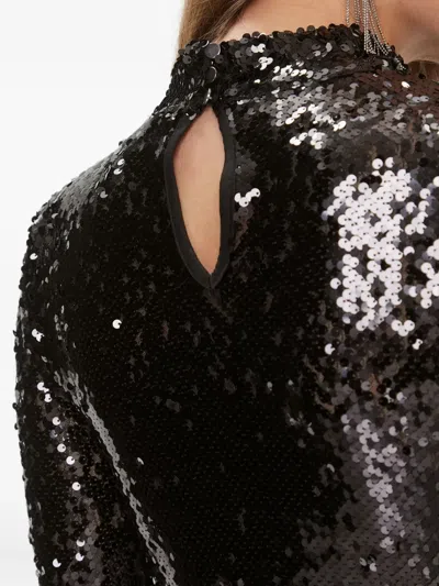 Bruuns Bazaar Sequin-embellished Mock-neck Top In Black
