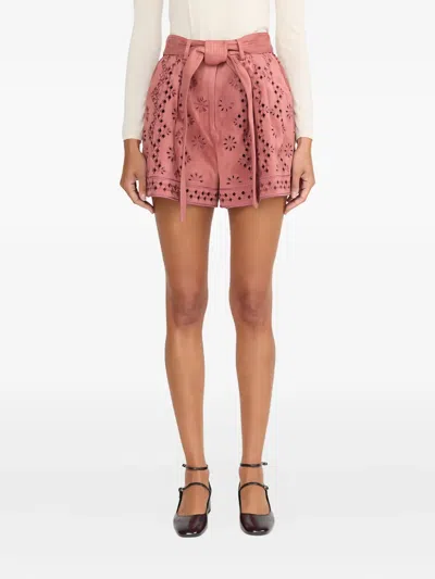 Christy Lynn Bennet Eyelet Tie Shorts In Pink