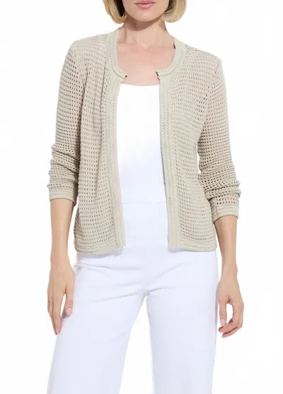 Lyssé Ariana Crochet Cardigan Jacket In Oat In Brown
