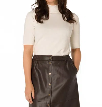 Yest Nerea Short Sleeve Mock Neck Sweater In Ecru In White