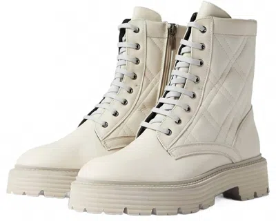 La Canadienne Women's Yasmine Quilted Leather Lace Up Boots In Bone Leather In Gray