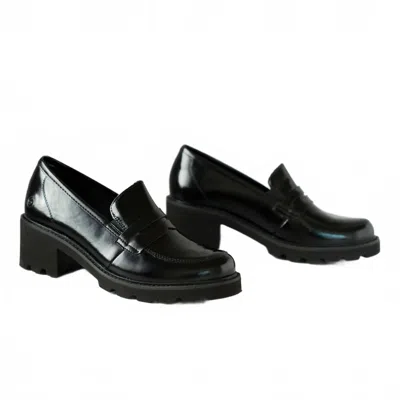 Remonte Women's Leather Loafer Shoes In Black In Black