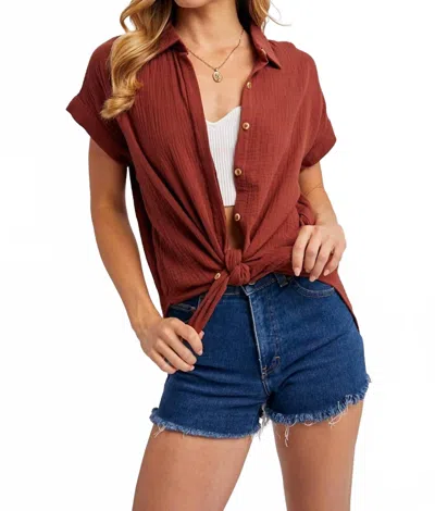 Bluivy Essential Button Up Cotton Shirt In Brick In Red