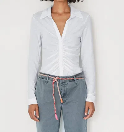 Sundry Long Sleeve Button Down Top In White In White