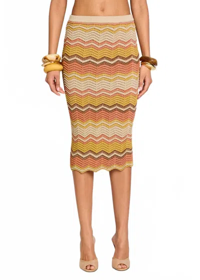 Retroféte Chevron-pattern Crochet Skirt In Multi